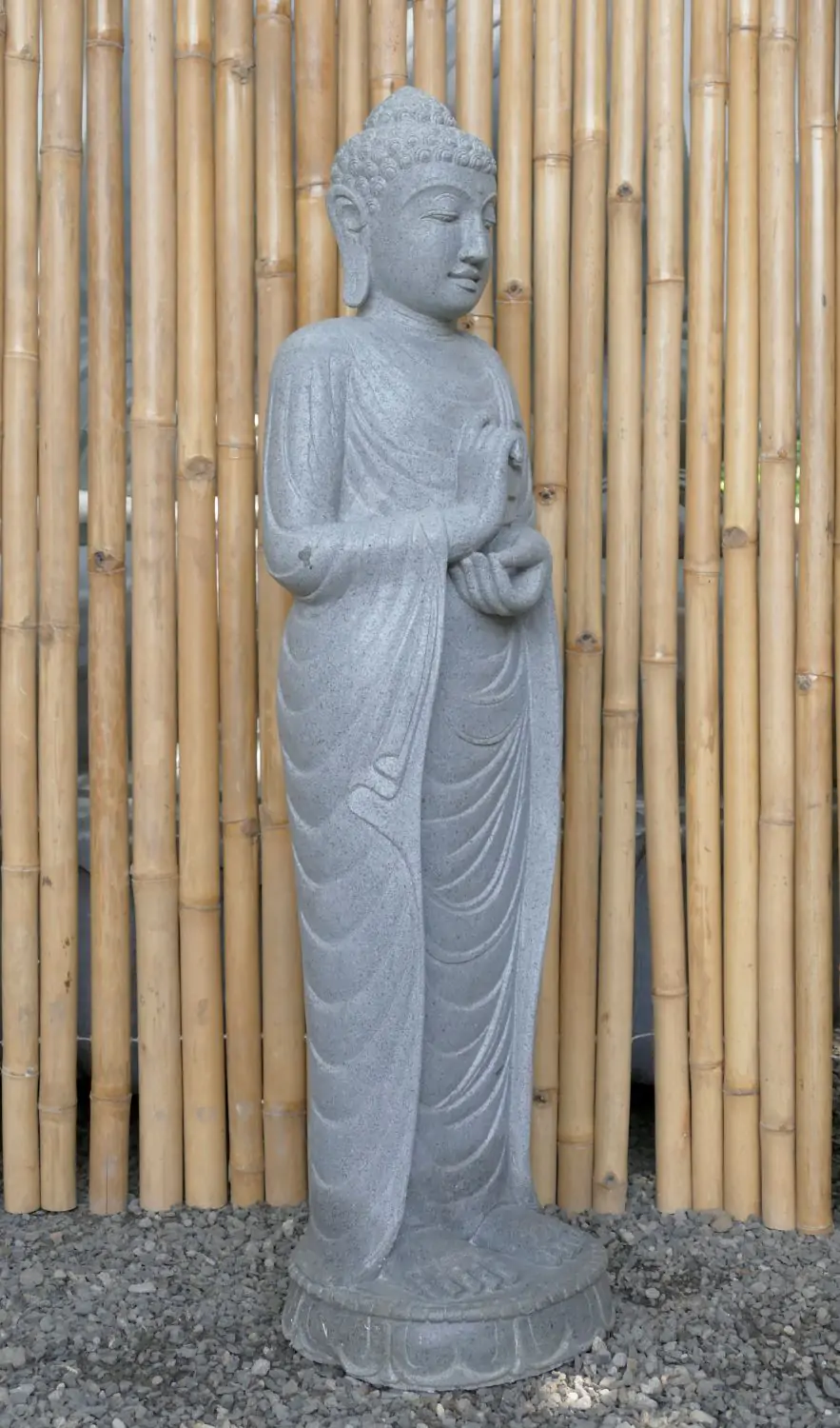  Product image 3 of the product “Standing Buddha made of Riverstone in Dharmachakra position - gesture of wheel of the teaching of Dharma. About 122cm height ”